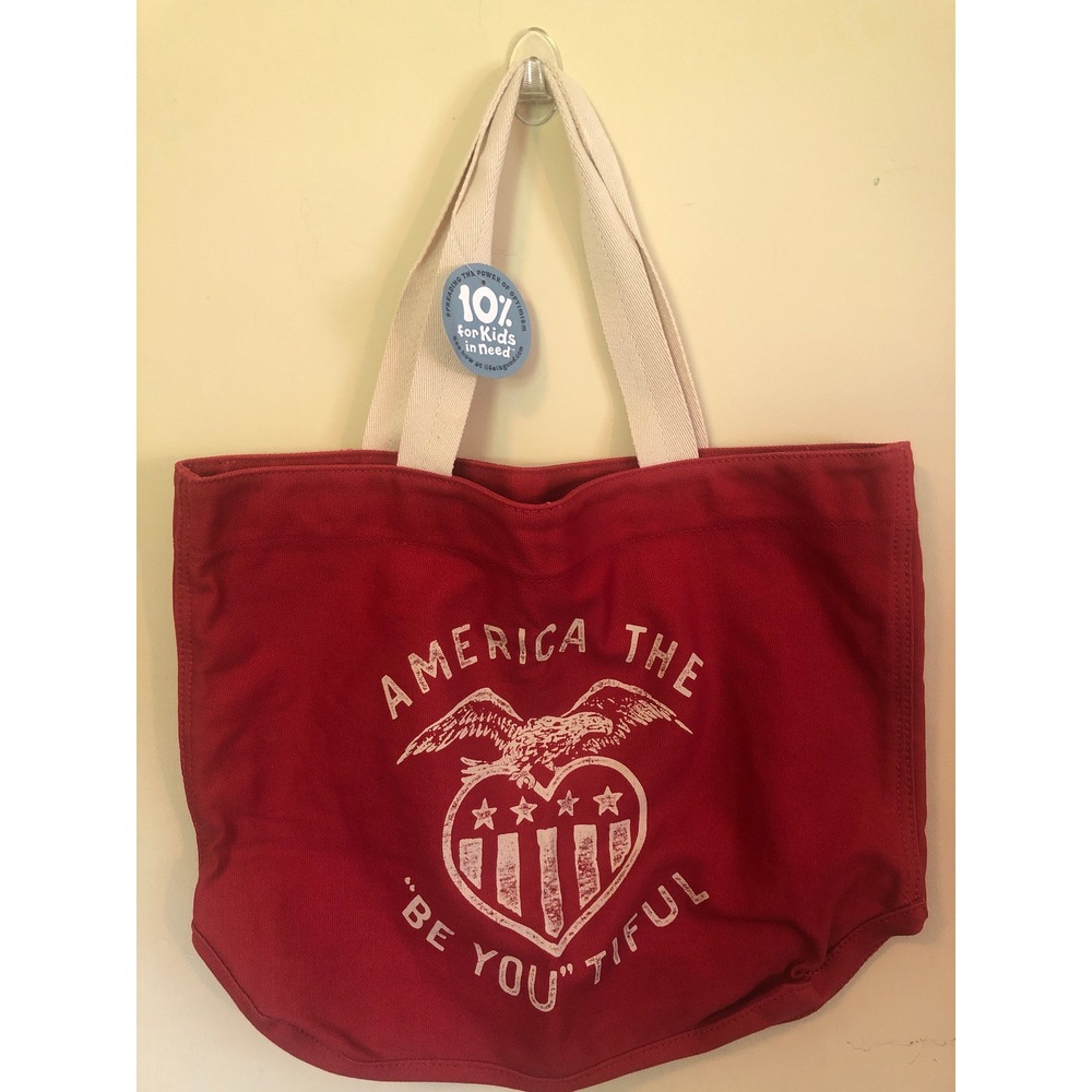 Life is Good "America The Be You Tiful" Red Canvas Tote Bag NWT Patriotic Eagle